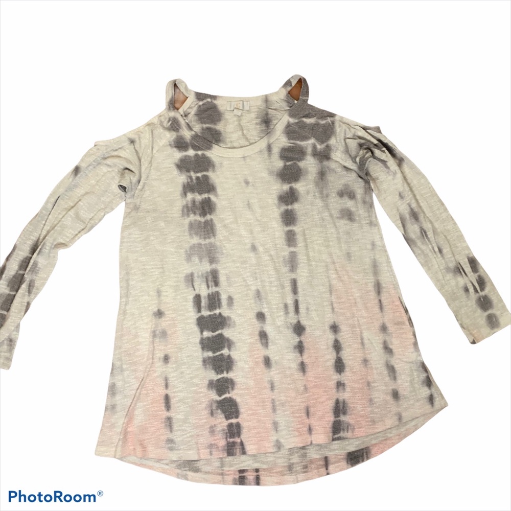 Tie dye cold shoulder sweater long sleeve